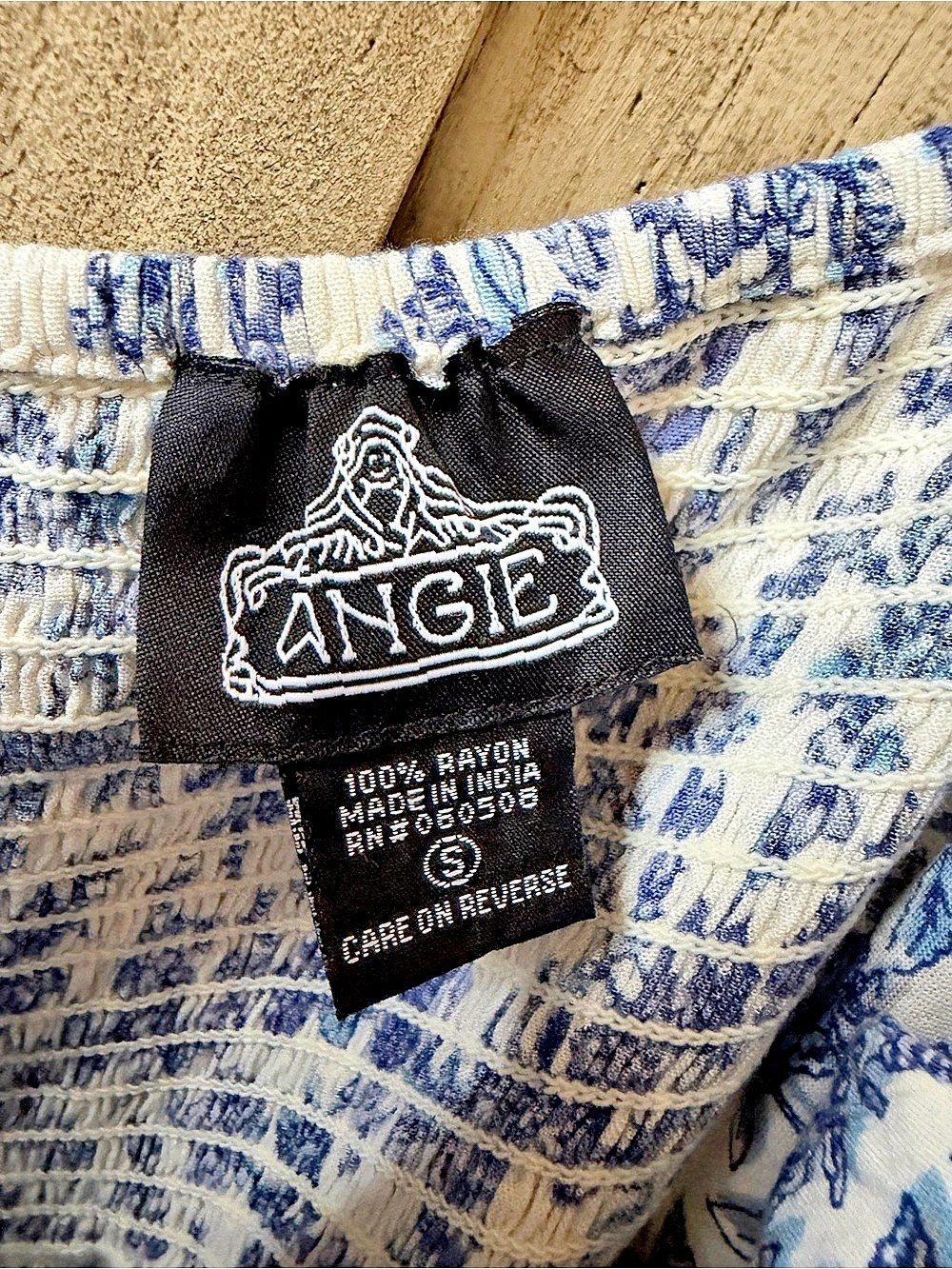Angie Floral Mini Dress Tie Front Blue White Print V-Neck Small S Women’s - Picture 3 of 5